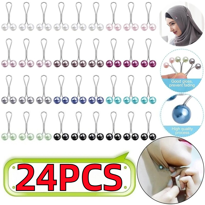 Embroidery Eyebrow - 6/12/24PCS Clipes de Pérolas para Lenços