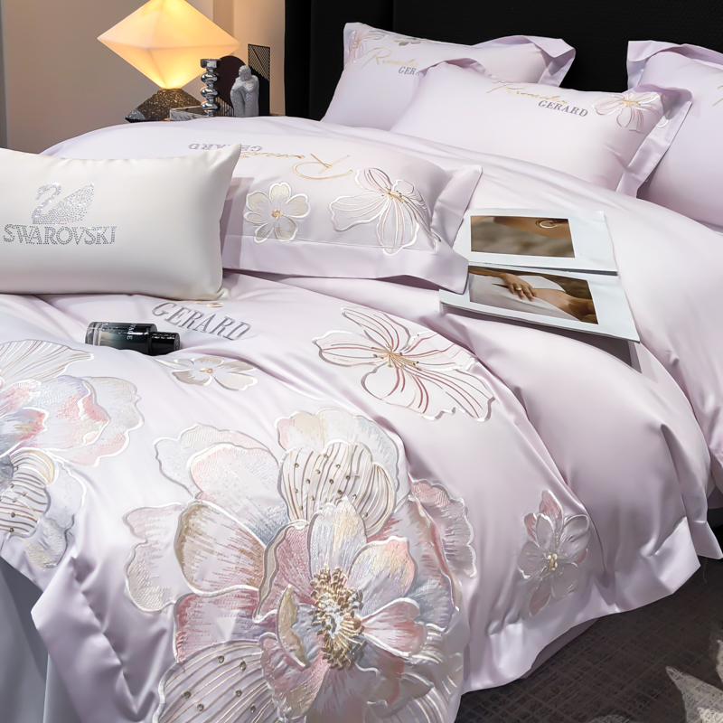 Embroidery Quilt Cover - Conjunto de capa de edredom de