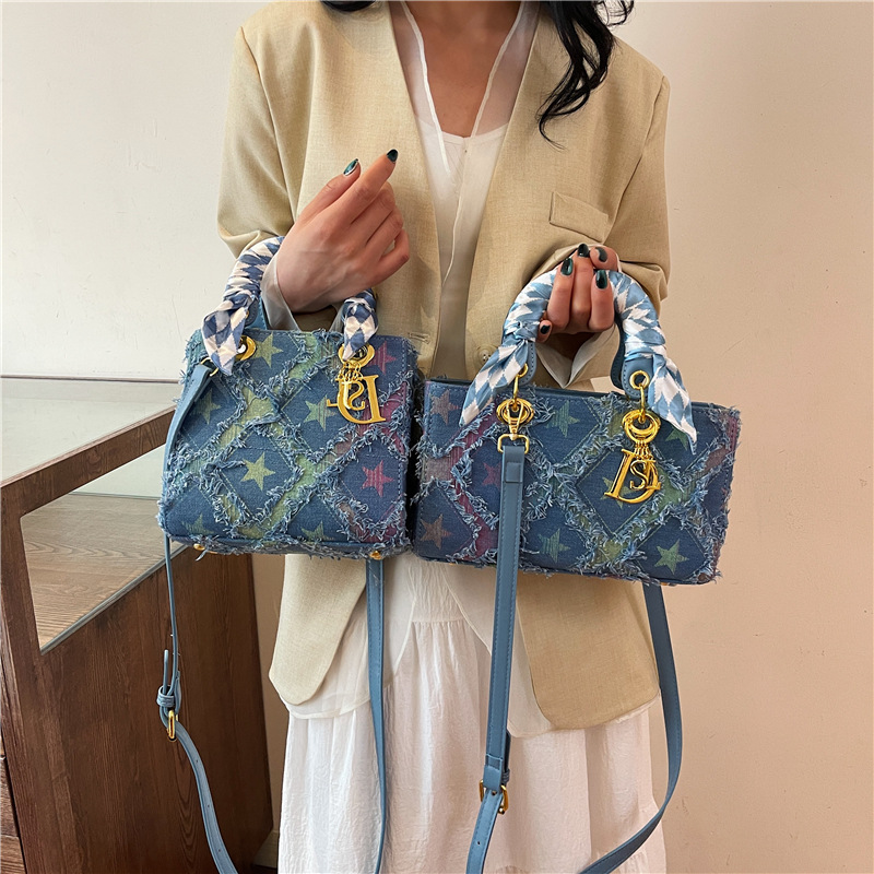 Embroidery Font - Y2K Bolsa feminina nova estrela jeans