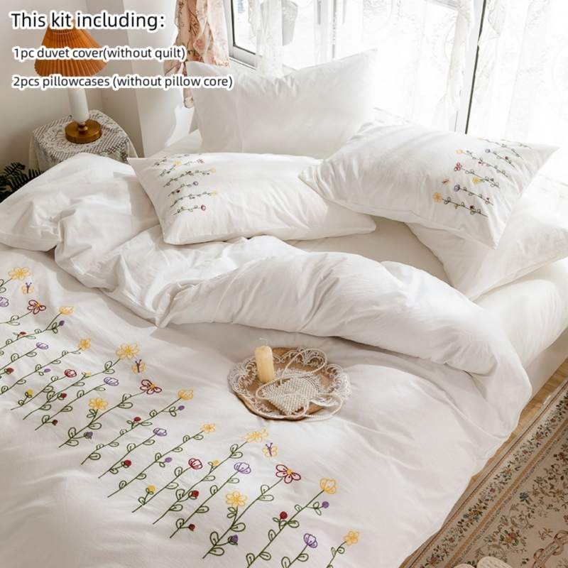 Embroidery Quilt Cover - Conjunto de capa de edredom bordado