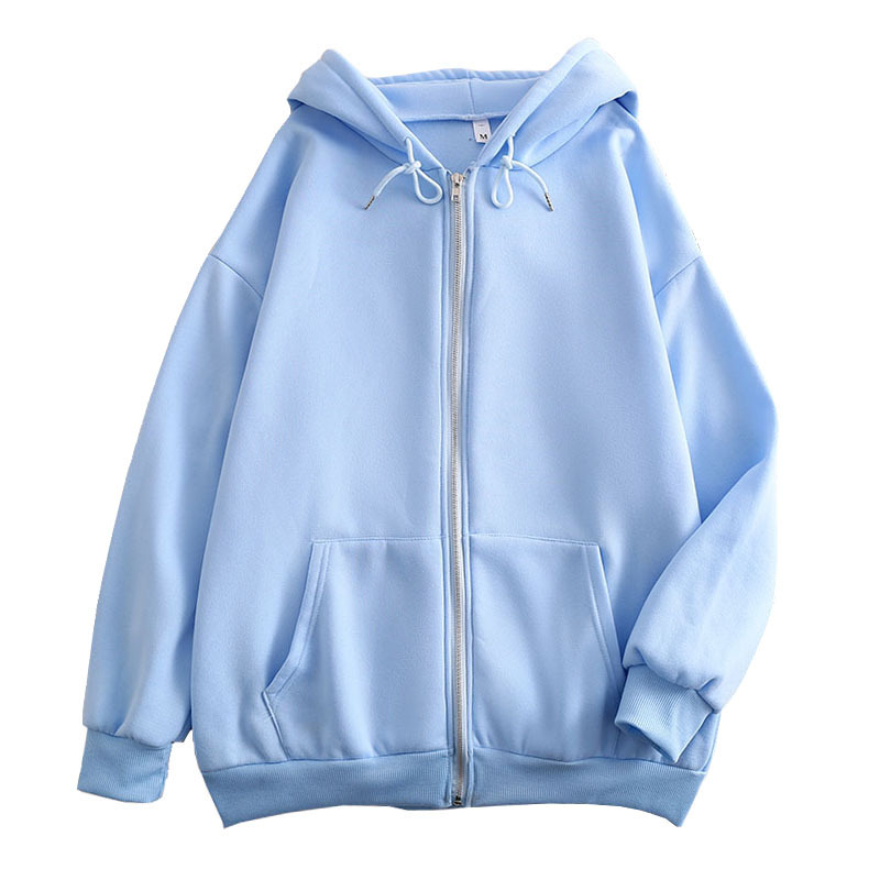 Embroidery Zip Up Hoodie - Hoodie com Zíper em Cor Sólida