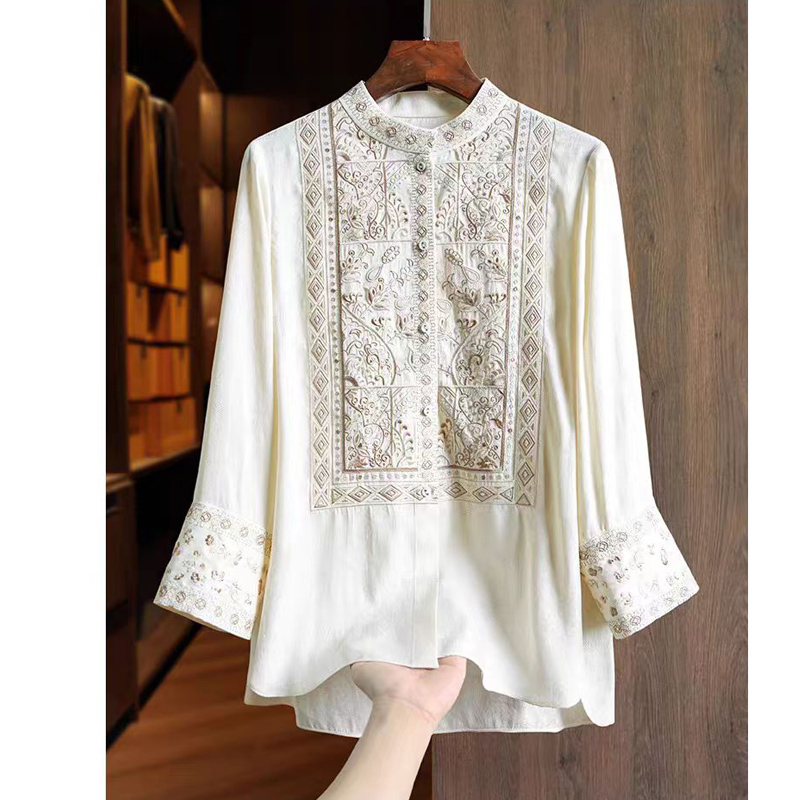 Embroidery Men Shirt - Camisa de Verão em Seda e