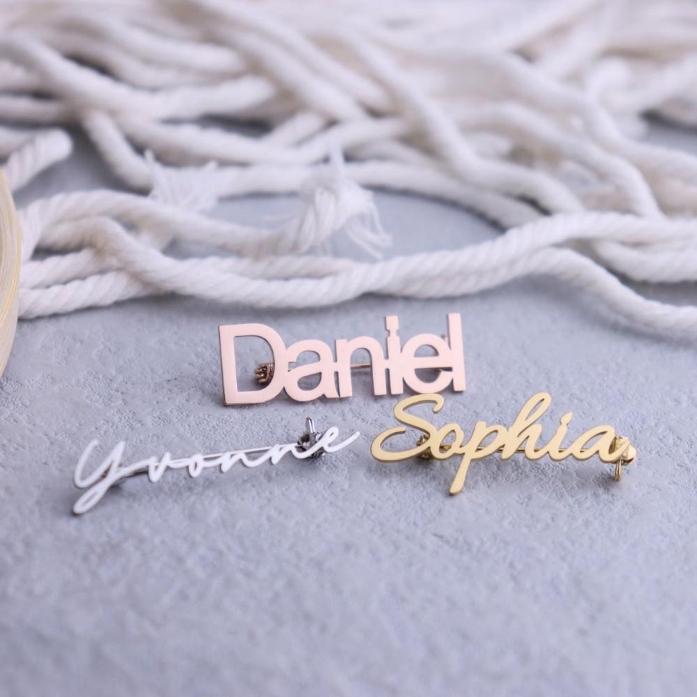 Embroidery Initials - Nome personalizado broche personalização nome broche