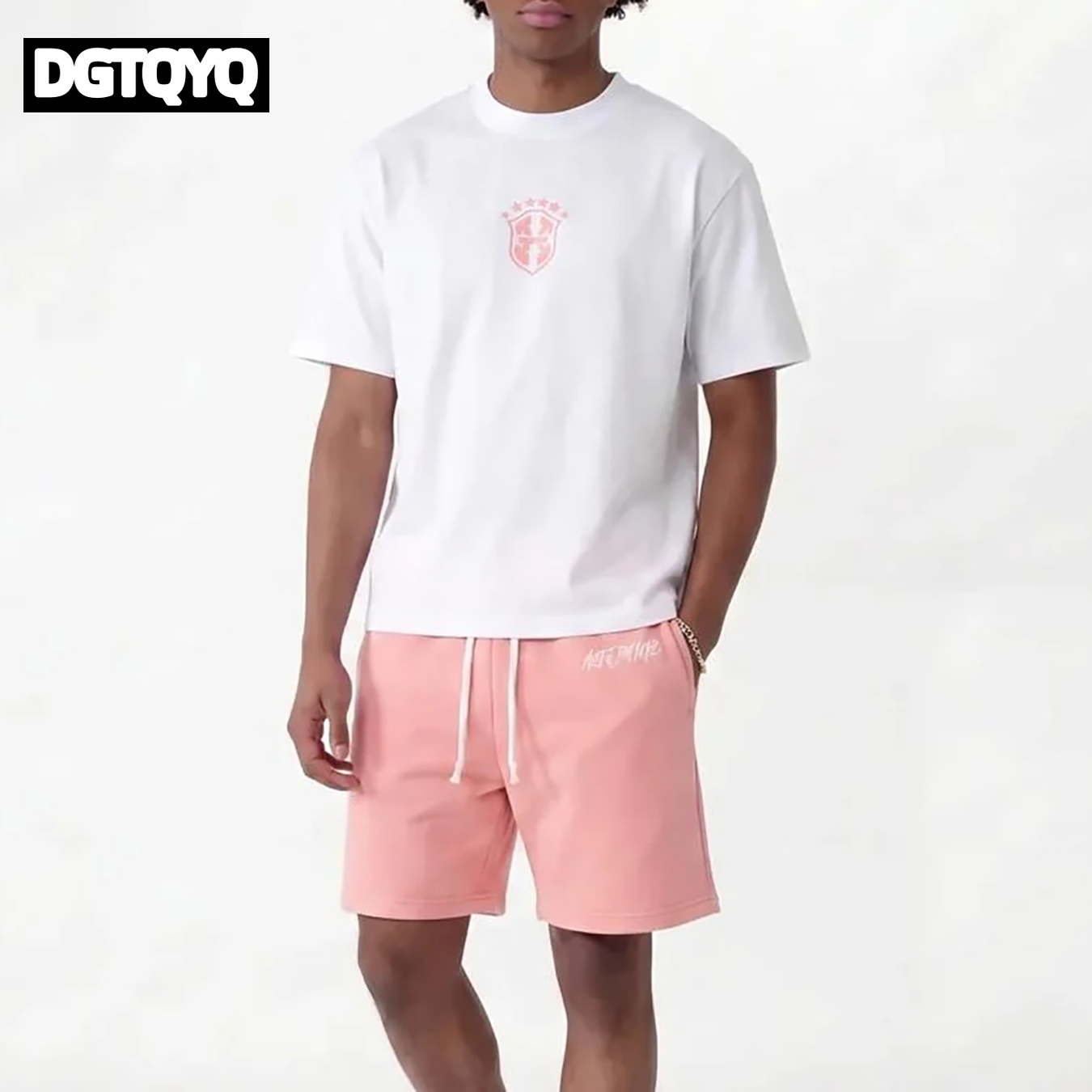Embroidery Men Shirt - Conjunto Feminino de Verão Novo: Shorts