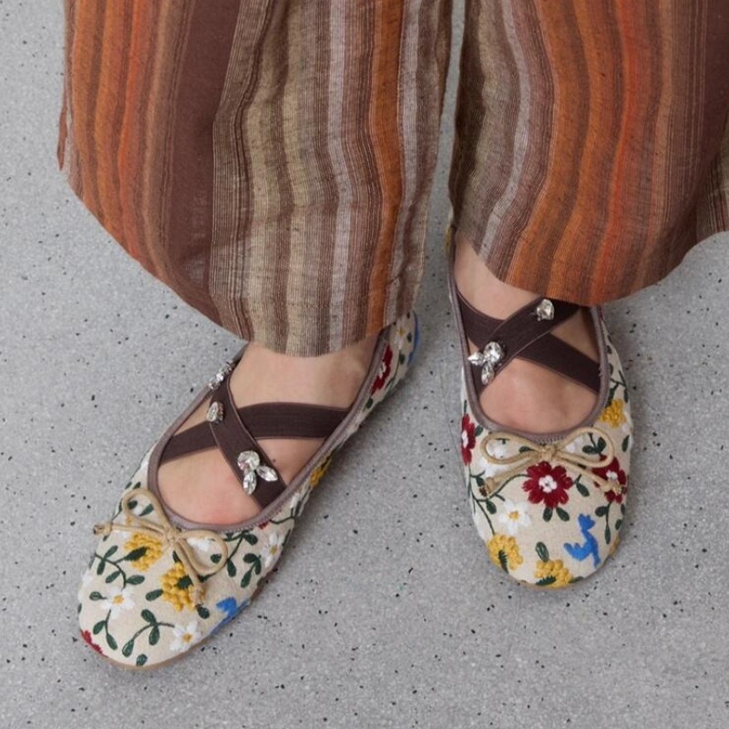 Bordado flor ballet apartament - Embroidery Flat Shoes avaliação e preço
