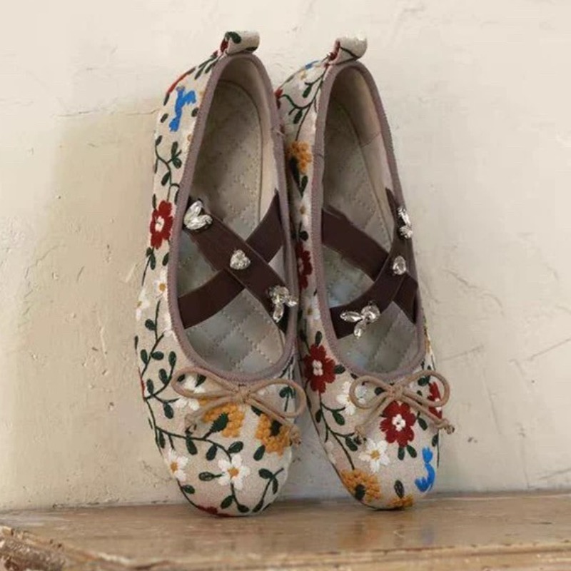 Bordado flor ballet apartament - Embroidery Flat Shoes avaliação e preço