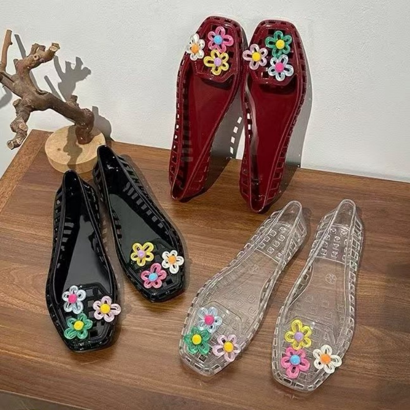 Sapatos de gelatina vazados es - Embroidery Flat Shoes avaliação e preço