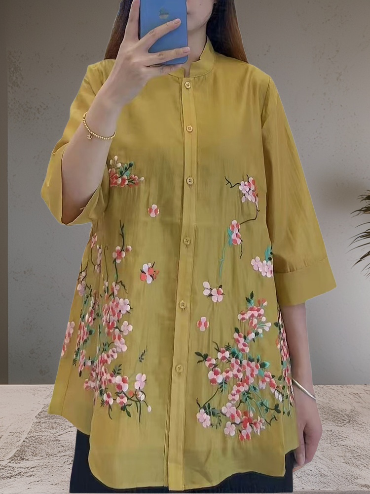 Alta qualidade estilo chinês g - Embroidery Men Shirt avaliação e preço