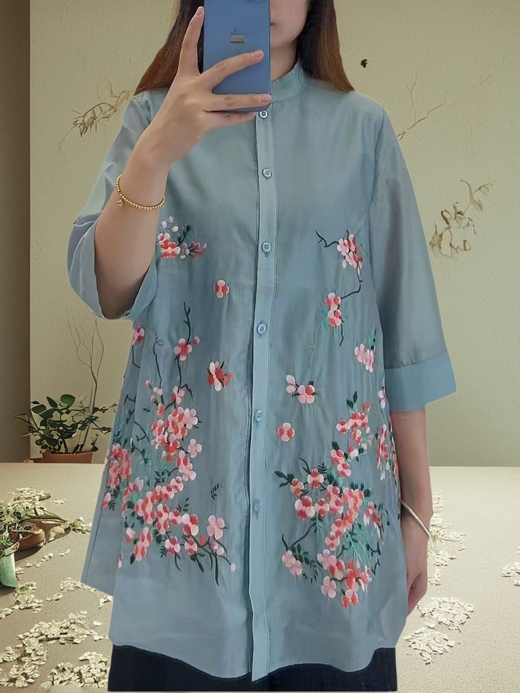 Alta qualidade estilo chinês g - Embroidery Men Shirt avaliação e preço
