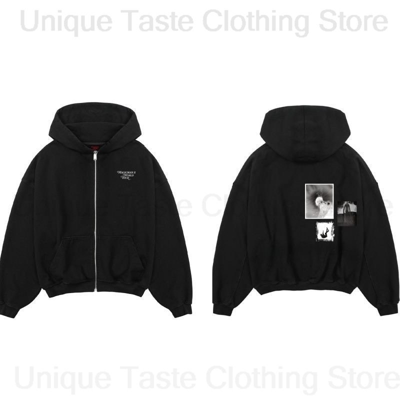 Jackson wang mágico 2 mesmo zí - Embroidery Zip Up Hoodie avaliação e preço
