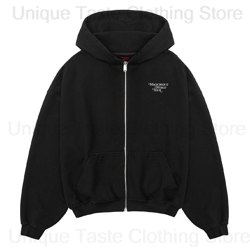Jackson wang mágico 2 mesmo zí - Embroidery Zip Up Hoodie avaliação e preço