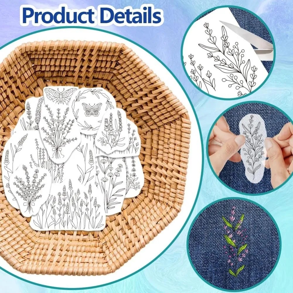 4 folhas lavanda flor borbolet - Embroidery Sheet avaliação e preço