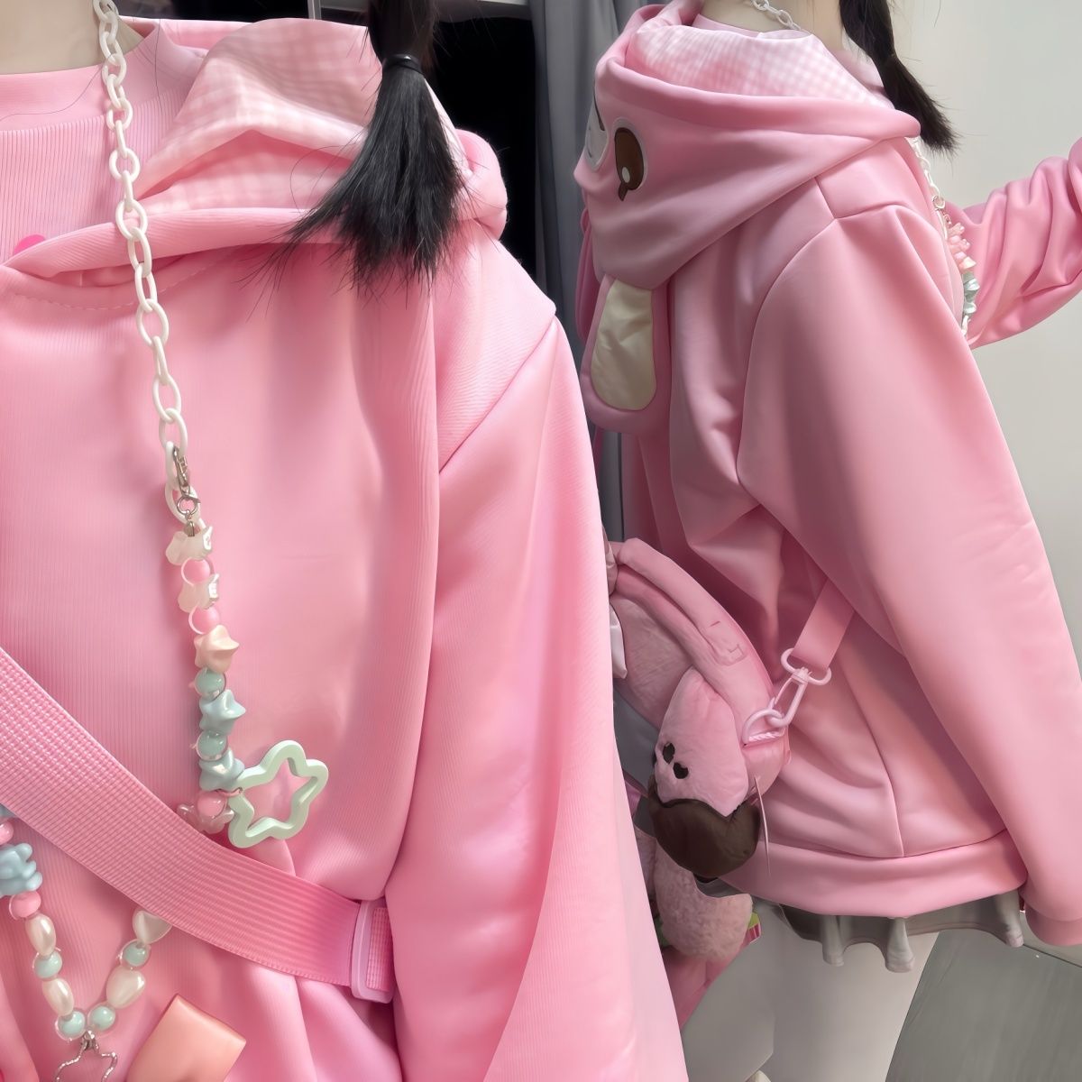 Japonês dos desenhos animados  - Embroidery Zip Up Hoodie avaliação e preço