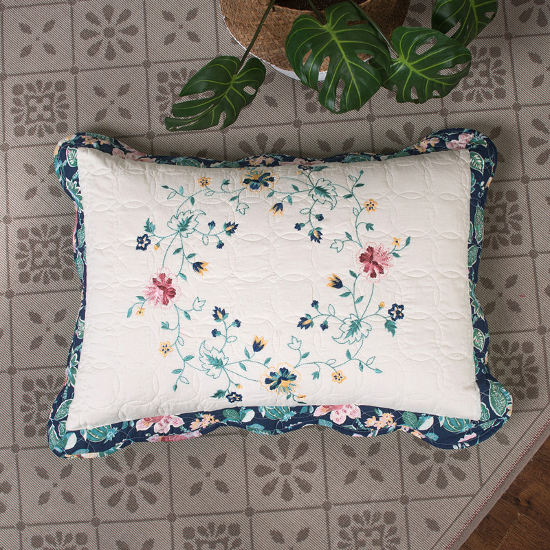 Algodão floral acolchoado Colc - Embroidery Quilt Cover avaliação e preço
