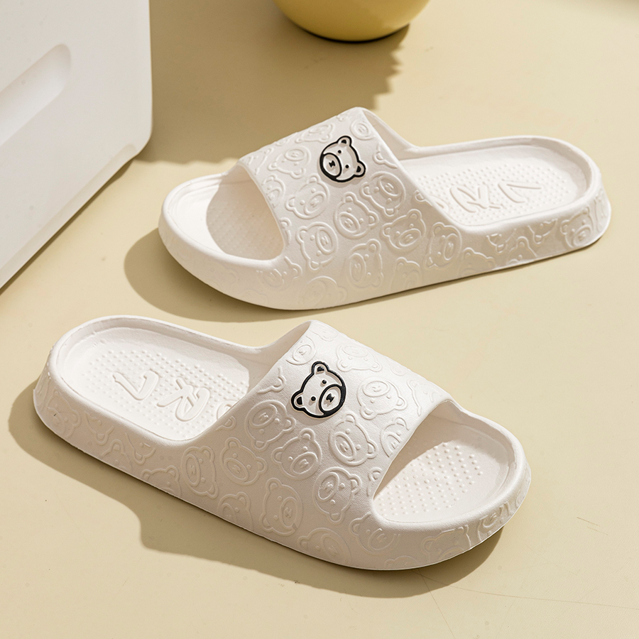 Chinelo Feminino de Urso Fofo  - Embroidery Flat Shoes avaliação e preço