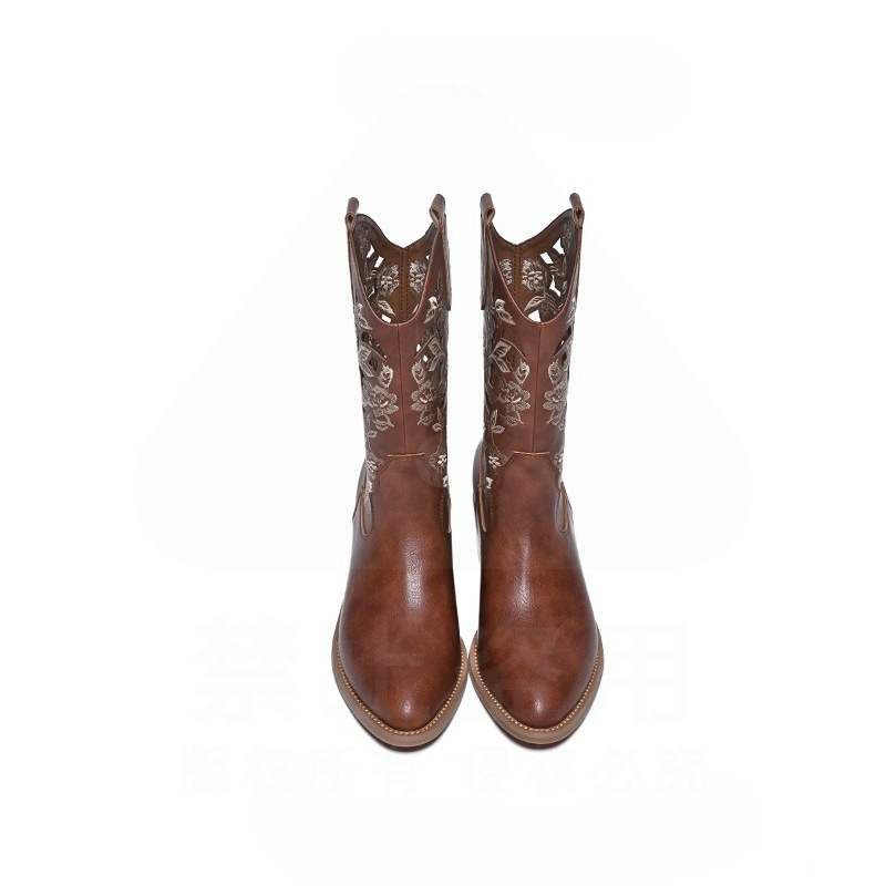 Botas Femininas Retrô de Couro - Embroidery On Leather avaliação e preço