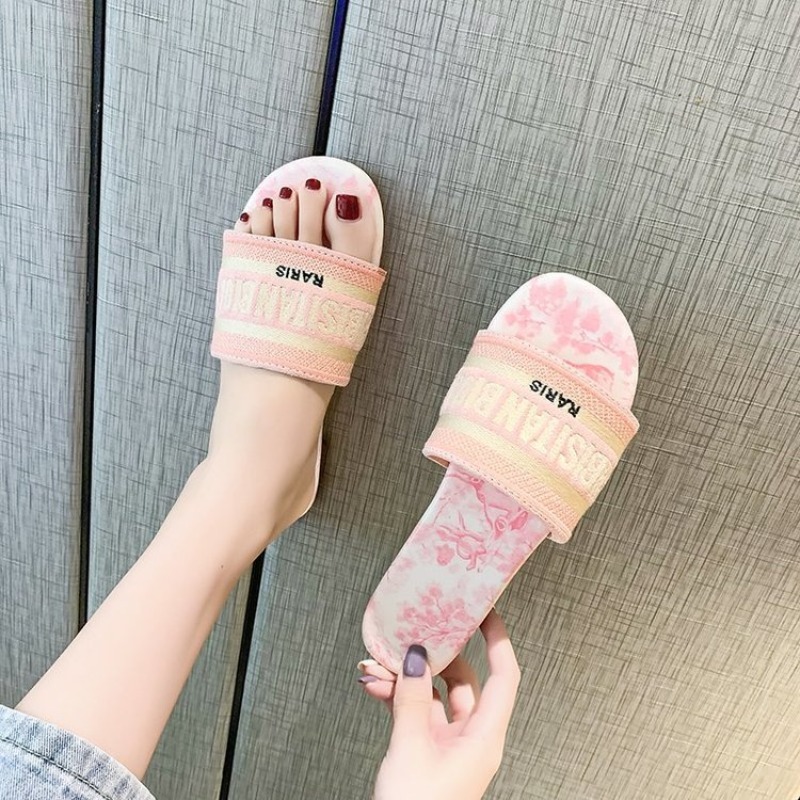Moda feminina chinelos planos  - Embroidery Font avaliação e preço