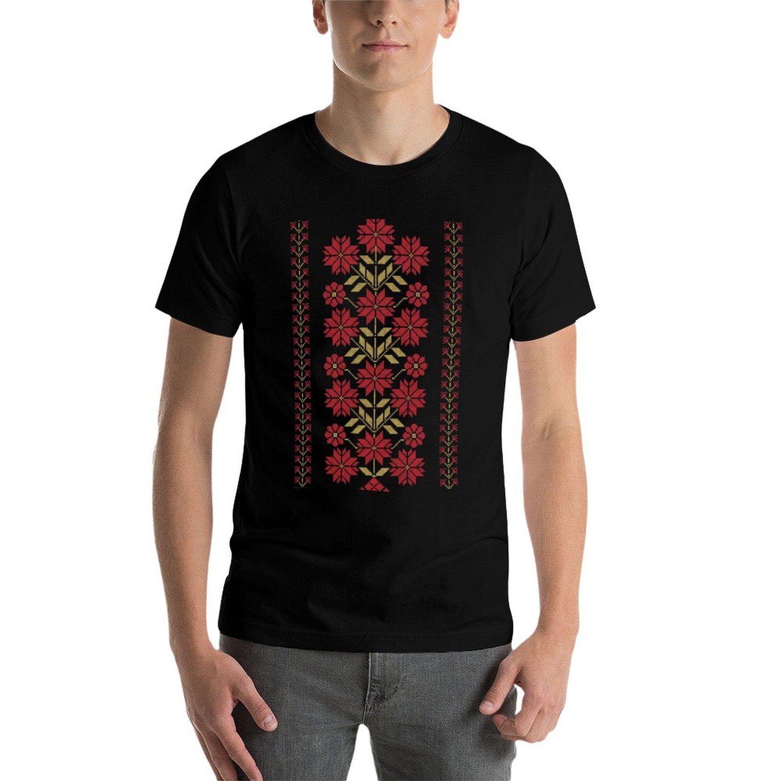 Camiseta Tradicional com Borda - Embroidery Design Patterns Flowers avaliação e preço