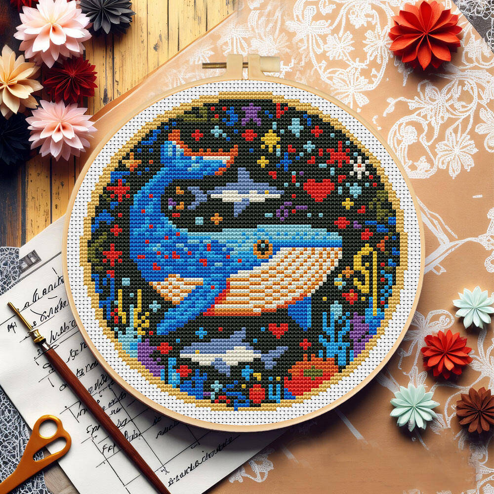 Diy ponto cruz baleia bordado  - Embroidery Whale avaliação e preço