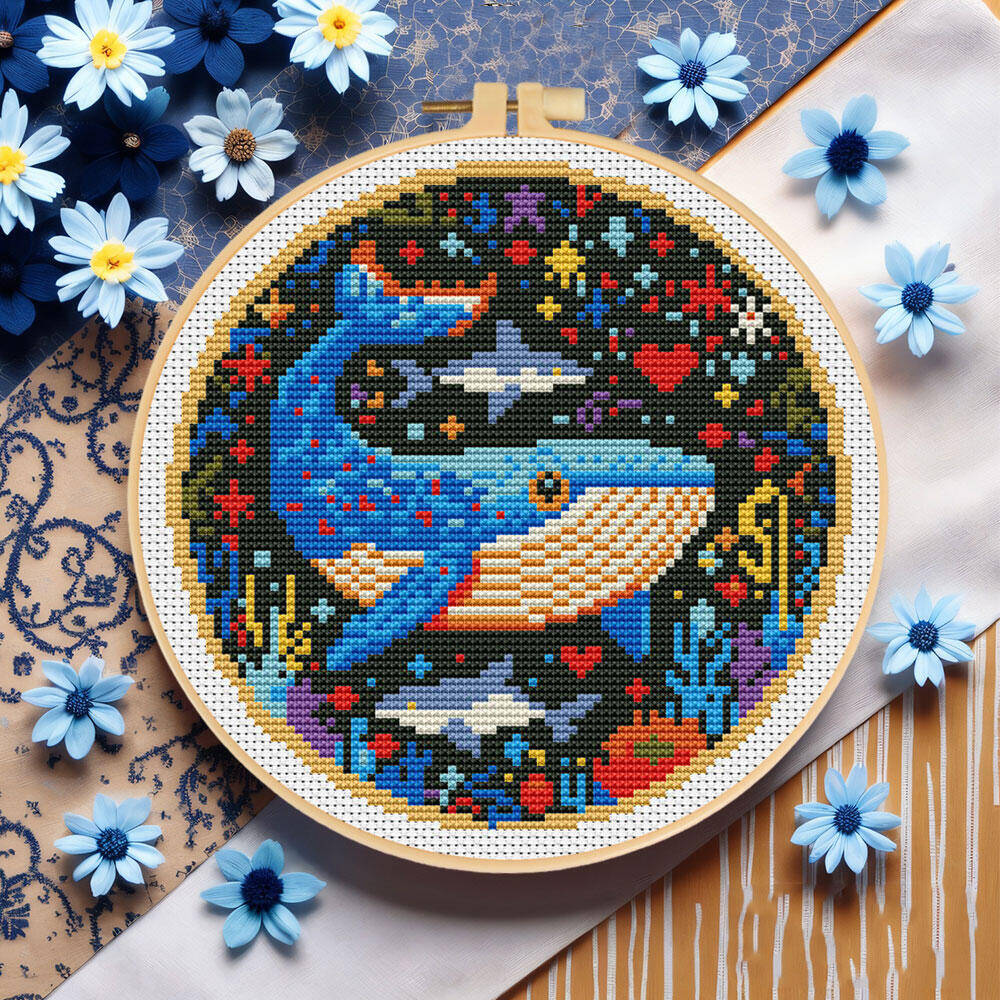 Diy ponto cruz baleia bordado  - Embroidery Whale avaliação e preço