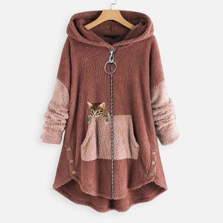 Casaco com capuz jaqueta femin - Embroidery Zip Up Hoodie avaliação e preço