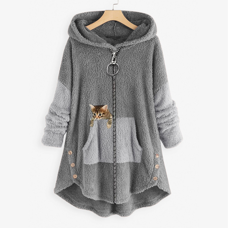 Casaco com capuz jaqueta femin - Embroidery Zip Up Hoodie avaliação e preço