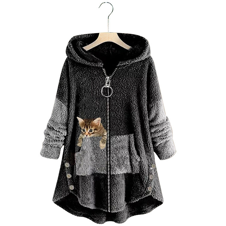 Casaco com capuz jaqueta femin - Embroidery Zip Up Hoodie avaliação e preço