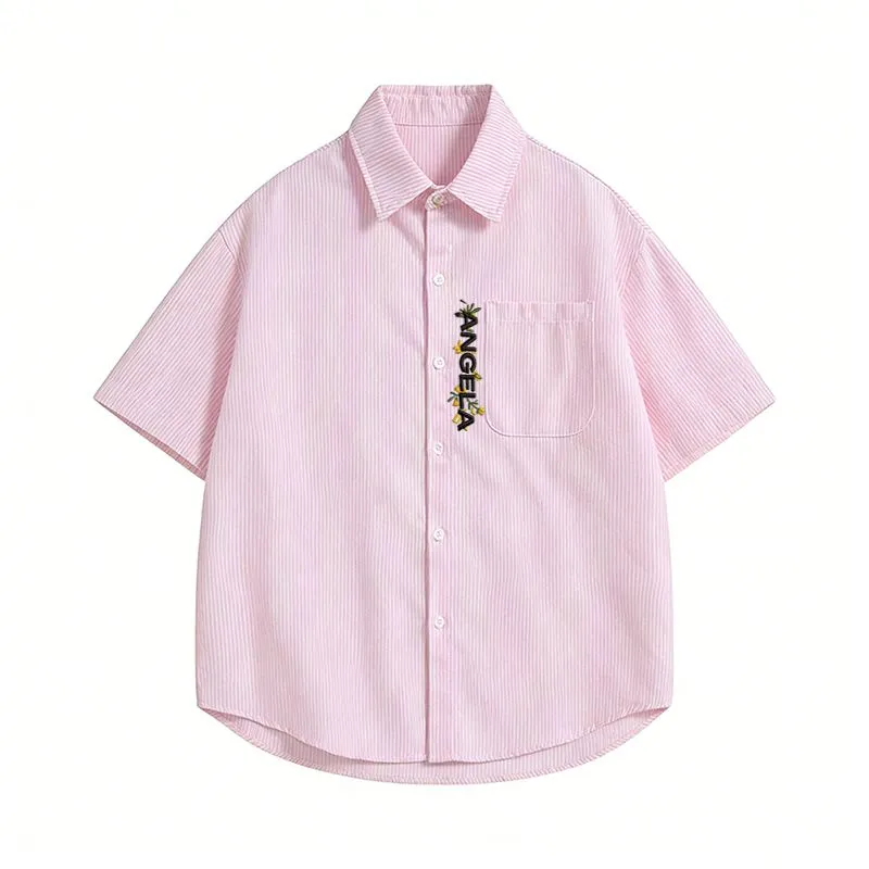 Camisa Listrada de Manga Curta - Embroidery Men Shirt avaliação e preço