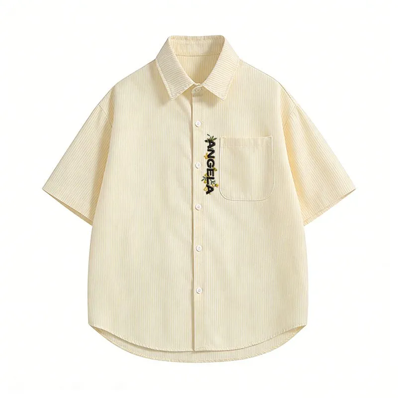Camisa Listrada de Manga Curta - Embroidery Men Shirt avaliação e preço