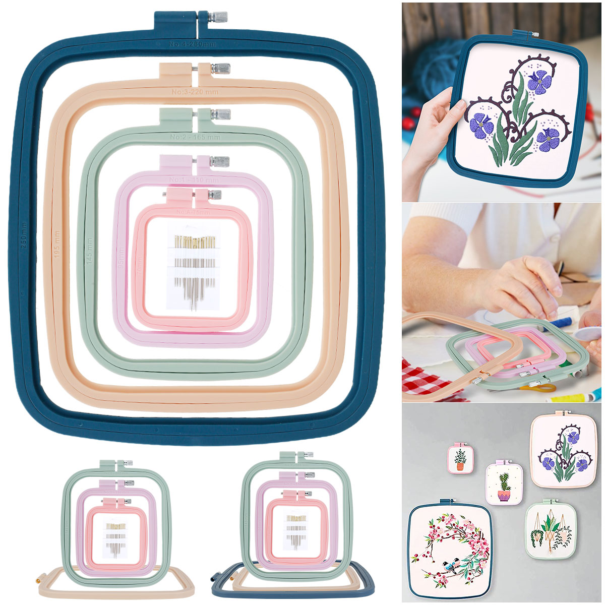 4/5 pçs aros de bordado quadra - Embroidery Hoop Square avaliação e preço