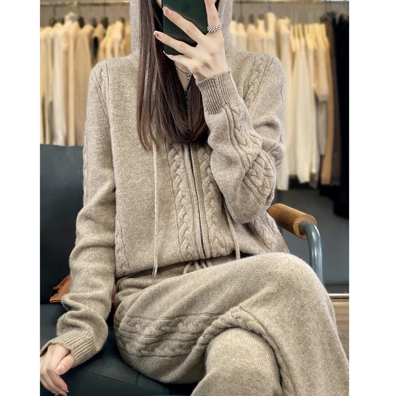 Conjunto Feminino de 2 Peças e - Embroidery Zip Up Hoodie avaliação e preço