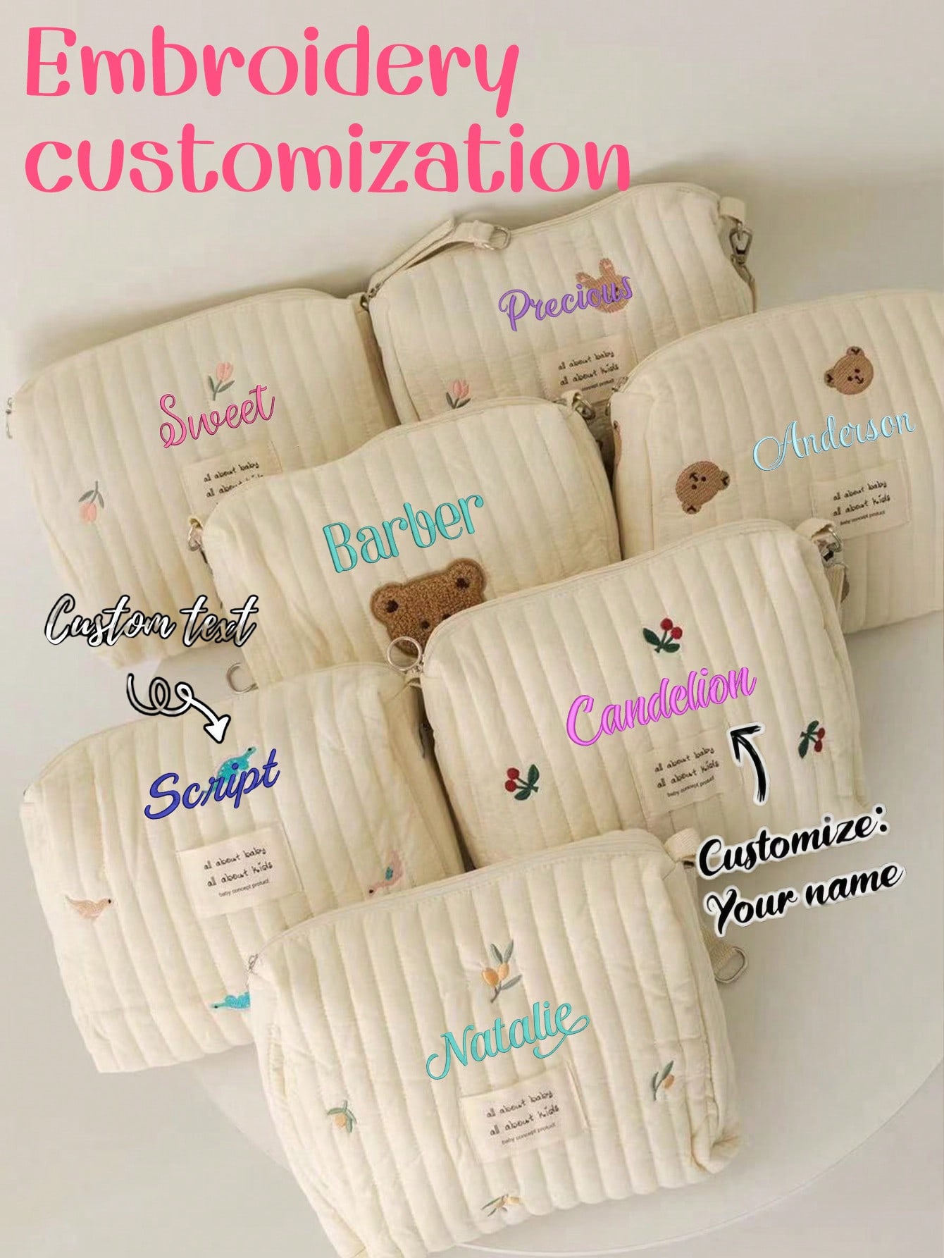 Bolsa de fraldas para bebê com - Embroidery Quilting avaliação e preço